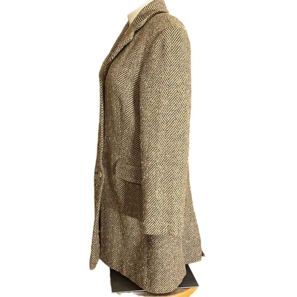 Pendleton Herringbone Tan Button Up Lined Wool Co… - image 3